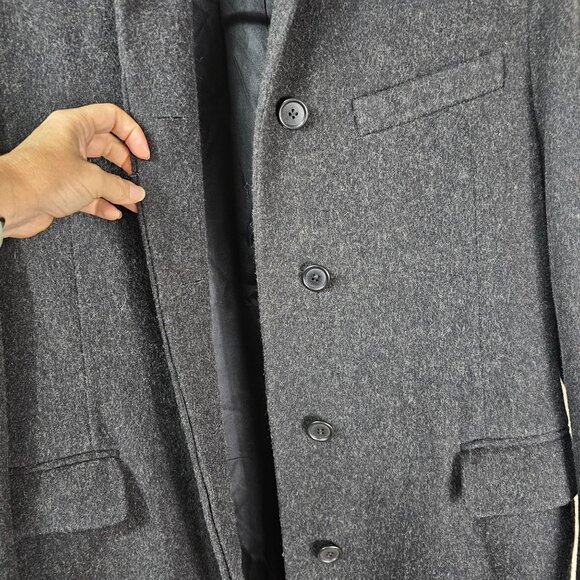 VTG Calvin Klein Merino Trench Coat Sz 14 Women Faux Fur Collar Quiet Luxury USA - Picture 3 of 13